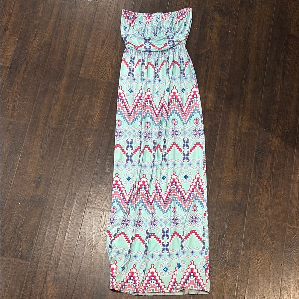 Colorful Strapless Maxi Dress